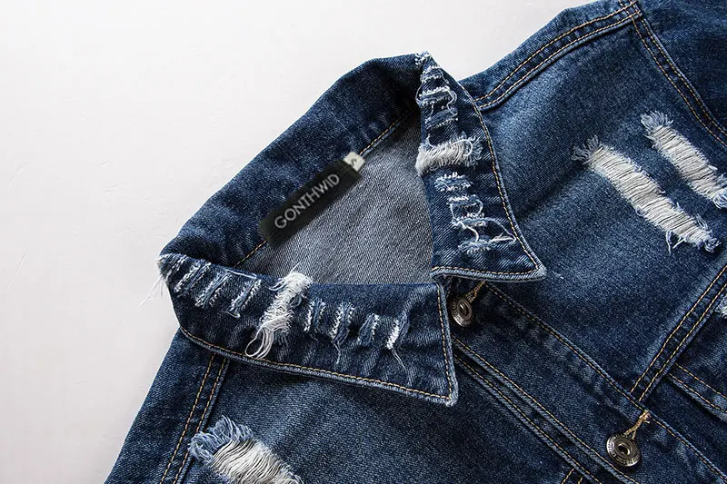 Distressed Ripped Denim Jacket 6
