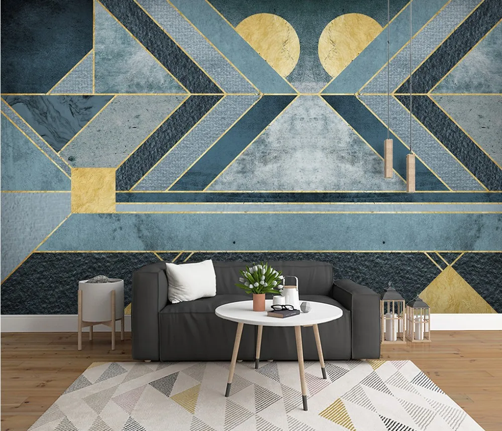 

Free Shipping Custom 3D Mural Modern Abstract Geometry Triangle Mural TV Background Wallpaper Living Room Decorative Wallpaper