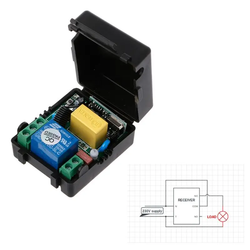 

New AC 220V 10A 1CH RF 433MHz Wireless Remote Control Switch Receiver Module + Transmitter Kit For Intelligent Home
