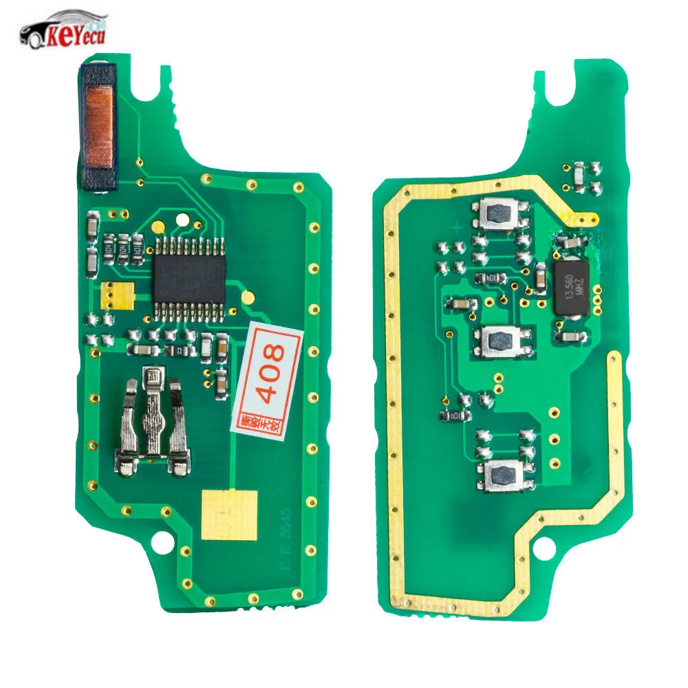 KEYECU 2 предмета Keyless удаленное брелок 3 кнопки 433 MHz ID46 чип для peugeot 407 408 FCC ID: 2012DJ7678/2012DJ7679(FSK) HU83