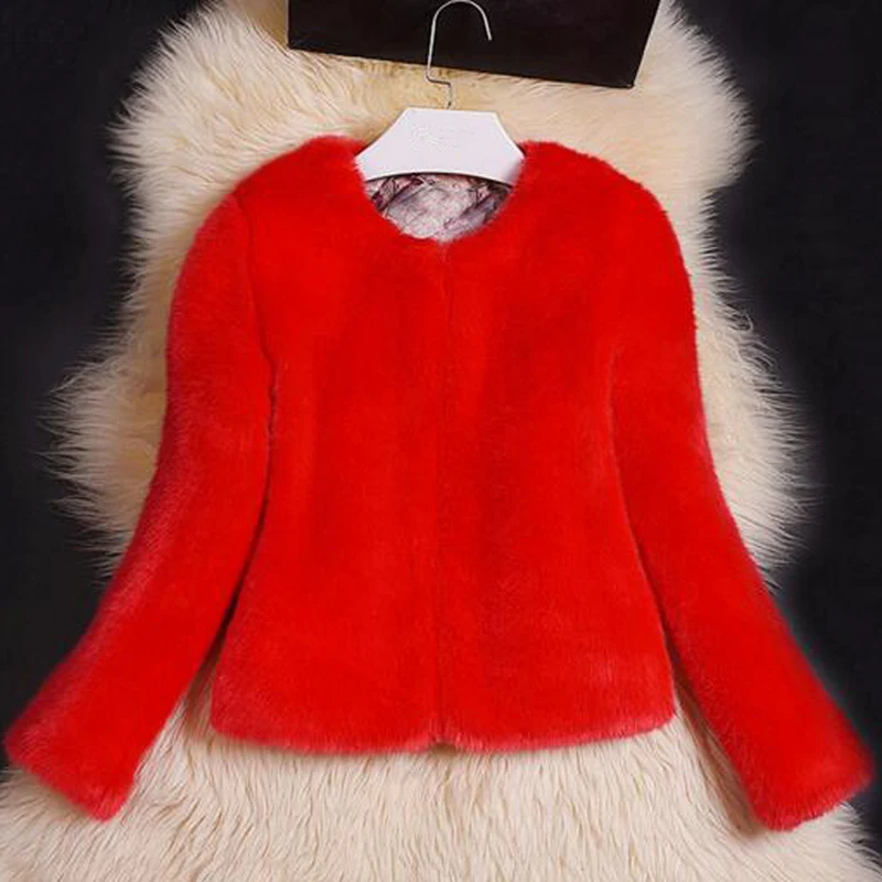 

LET-SETTING hot sale new winter female faux fur coat slim round neck imitation rabbit hair fur coat