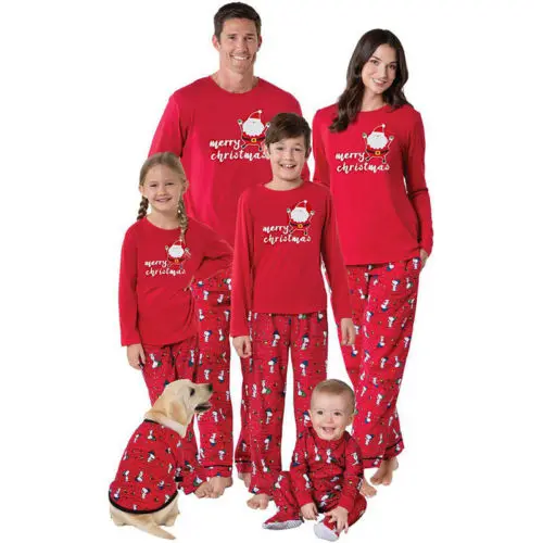 Emmaaby/семейные рождественские пижамы; одинаковые комплекты для семьи; пижамный комплект; Рождественская одежда для сна; семейный образ