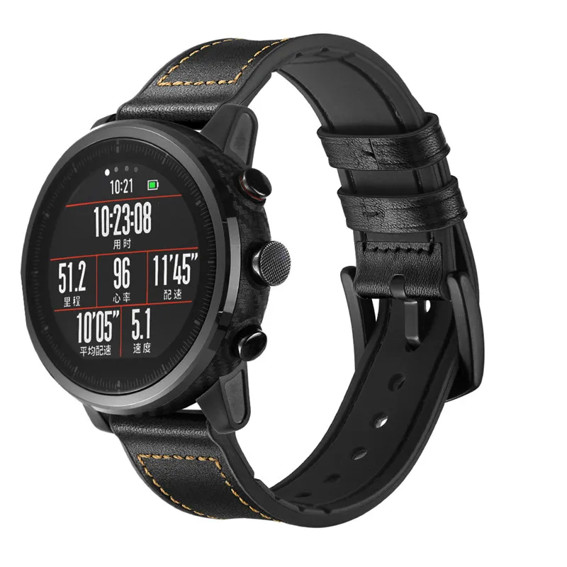 Ремешок для Xiaomi Huami Amazfit Pace 2 силиконовые + кожаные ремешки смарт часы 2018 браслет