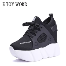 E TOY/кроссовки на платформе; повседневная обувь; женская модная обувь, увеличивающая рост; zapatillas mujer; дышащая сетчатая обувь; женские кроссовк...(China)
