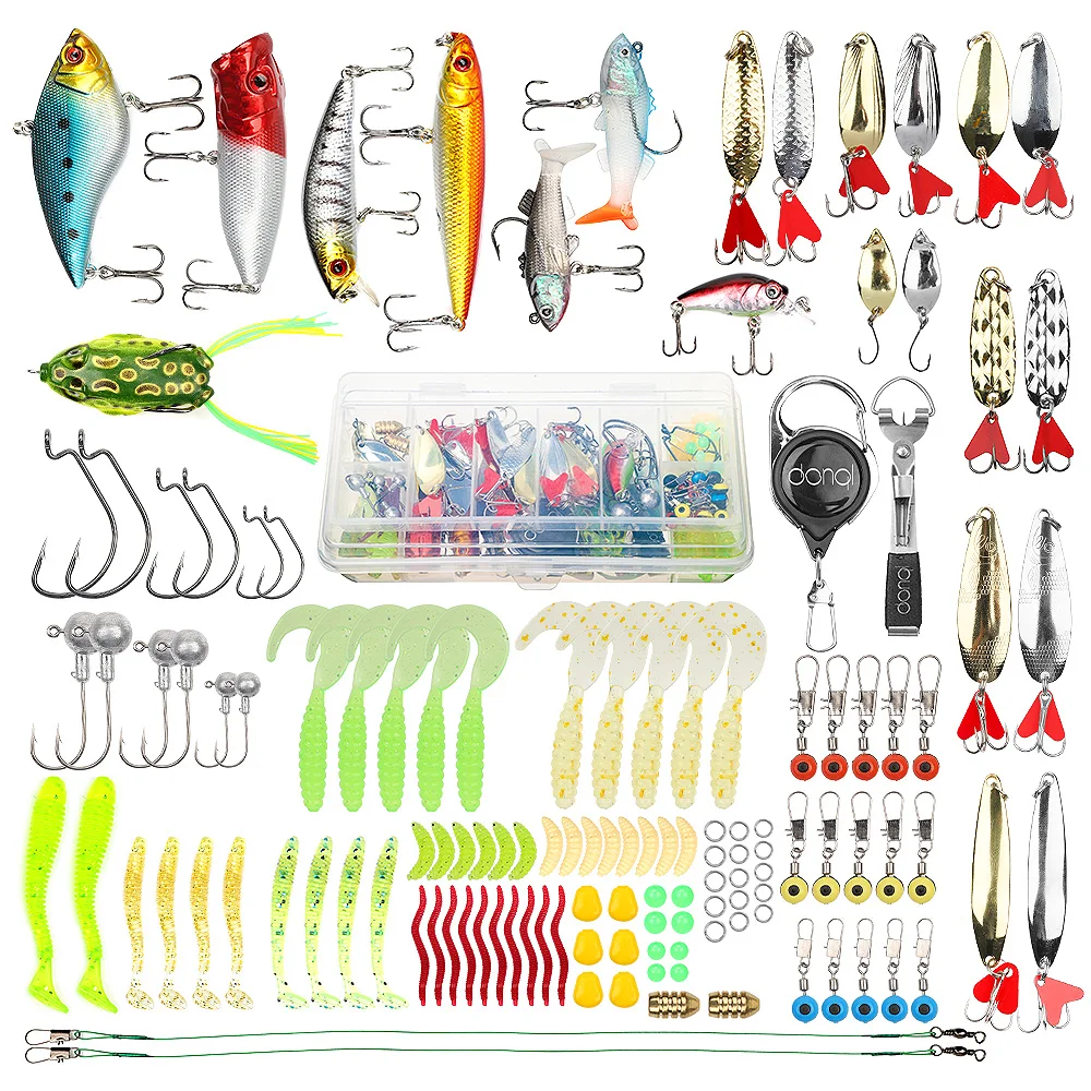 

DONQL Fishing Lure Set Mixed Minnow Hard Bait Metal Spoon Lure Soft Baits Kit Wobbler Artificial Fishing Accessories
