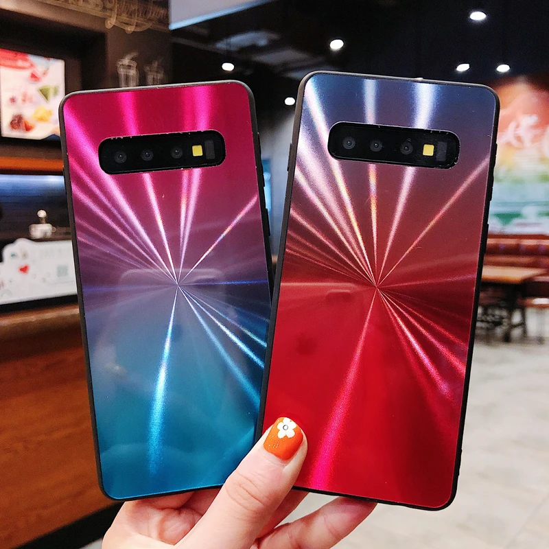 

Gradient Color Changes Phone Case For Samsung Galaxy A10 A20 A30 A40 A50 A60 A70 M10 J4 J6 S10 Luxury Hard Rainbow Laser Cover