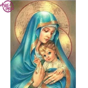 

Diamond painting cross stitch religion diamond mosaic embroidery virgin Mary and baby picture rhinestones hobby Handicraft