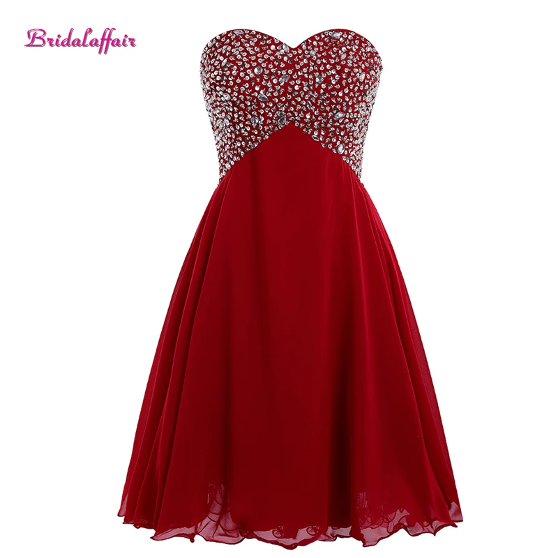 

Real Photo Dark Red Beads and Crystals Short Prom Dresses 2017 Custom made Sleeveless Sweethert Party Evening Gown Robe de festa