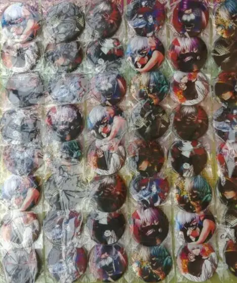 

New 48pcs/set Japanese anime Tokyo Ghouls Pin Badges,Round Brooch Badge Kids Clothing Accessories 4.5 cm Free Shipping