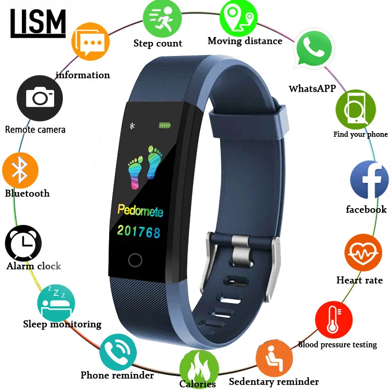 

2019 Smart Watch Health Monitor Heart Rate/Blood Pressure/Pedometer Bluetooth Waterproof Sports Bracelet Men Fashion PK M3 M2