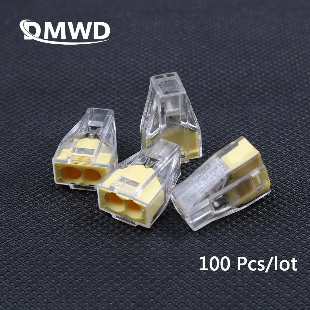 Buy 100pcs PCT 102 Push wire wiring connector For Junction box 2 pin conductor