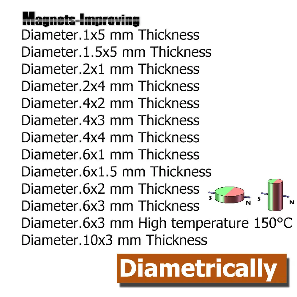 Диаметрально намагниченные Дисковые магниты диаметром. 1 мм 1,5 мм 0,059 ''2 мм 4 мм 0,157" 6 мм 10 мм Мини прецизионный микро Датчик 6x3 высокая температура