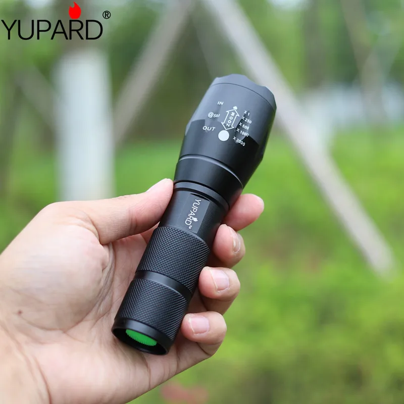 YUPARD XM-L L2 T6 High Power Torch Zoomable LED Flashlight light (1x18650 or 3xAAA)+2*18650 2200mAh Battery+ Charger | Освещение