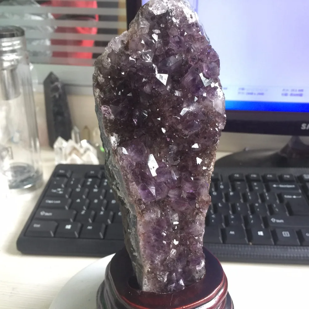 755 г натуральный ясным и Purply Аметист Geode образцов грубые минералы камень расти вместе с кварц точка дома Decotation