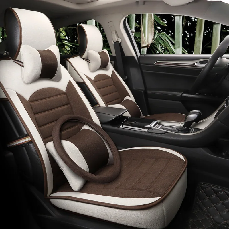 

Flax materialcar seat covers For for toyota volkswagen RAV4 skoda rapid Lexus ES IS LS RX NX LX Prado Kia auto accessory car-sty