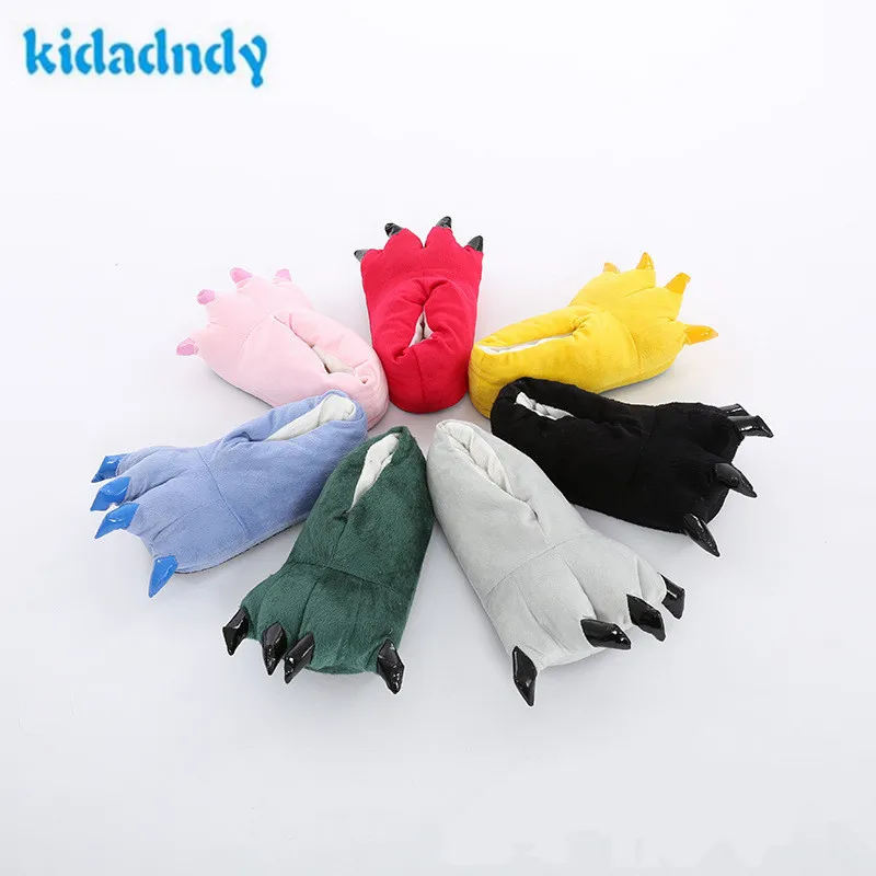 

kidadndy Winter claws cotton shoes children cartoon plush cotton slippers dinosaur animation home shoes GXJ032