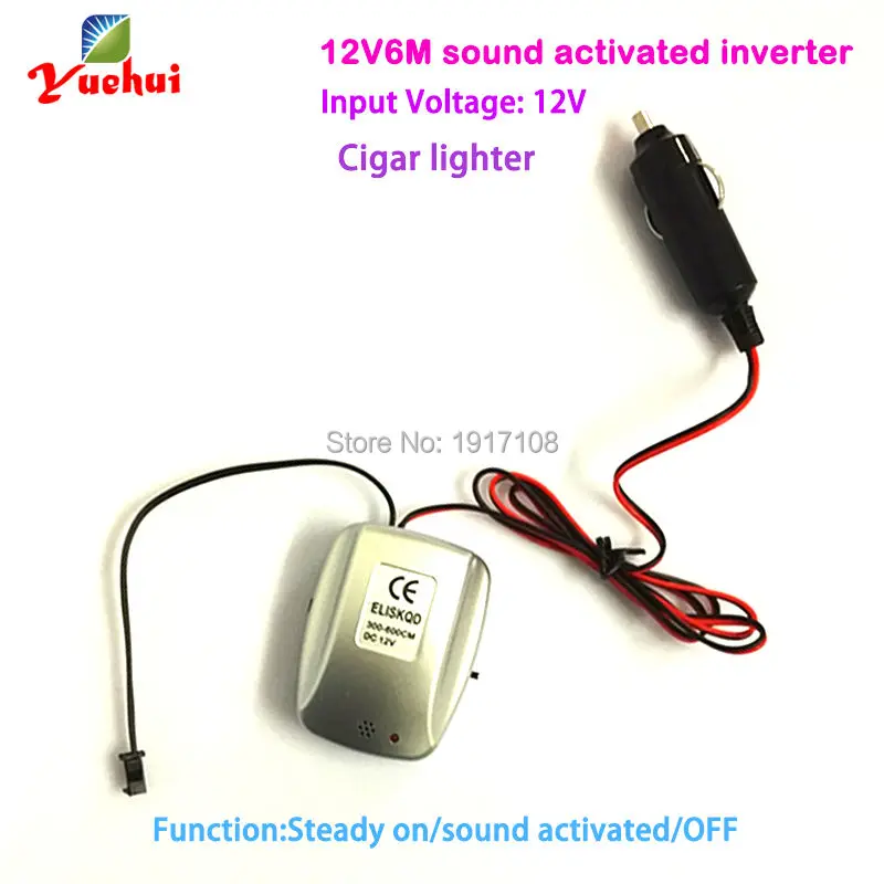 

DC12V Sound Activated with cigar lighter EL wire Inverter/ EL driver for 3-6meters long el wire el strips for Party decoration