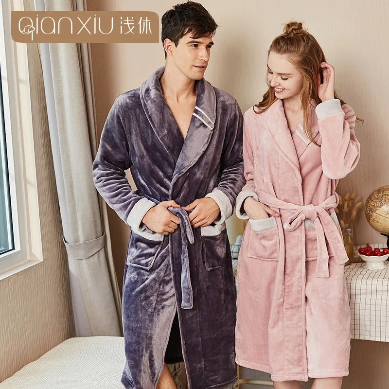 Alion Mens Cotton Robe Soft Bathrobe Long Cotton Sleepwear