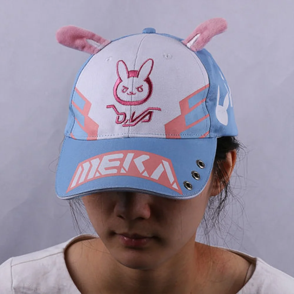 DVA Rabbit Ear Cute Baseball Cap Women Cartoon Printed Lady Hat Japanese Comic Hot Sale D.va Casual Fashion Cap Adjustable (5)