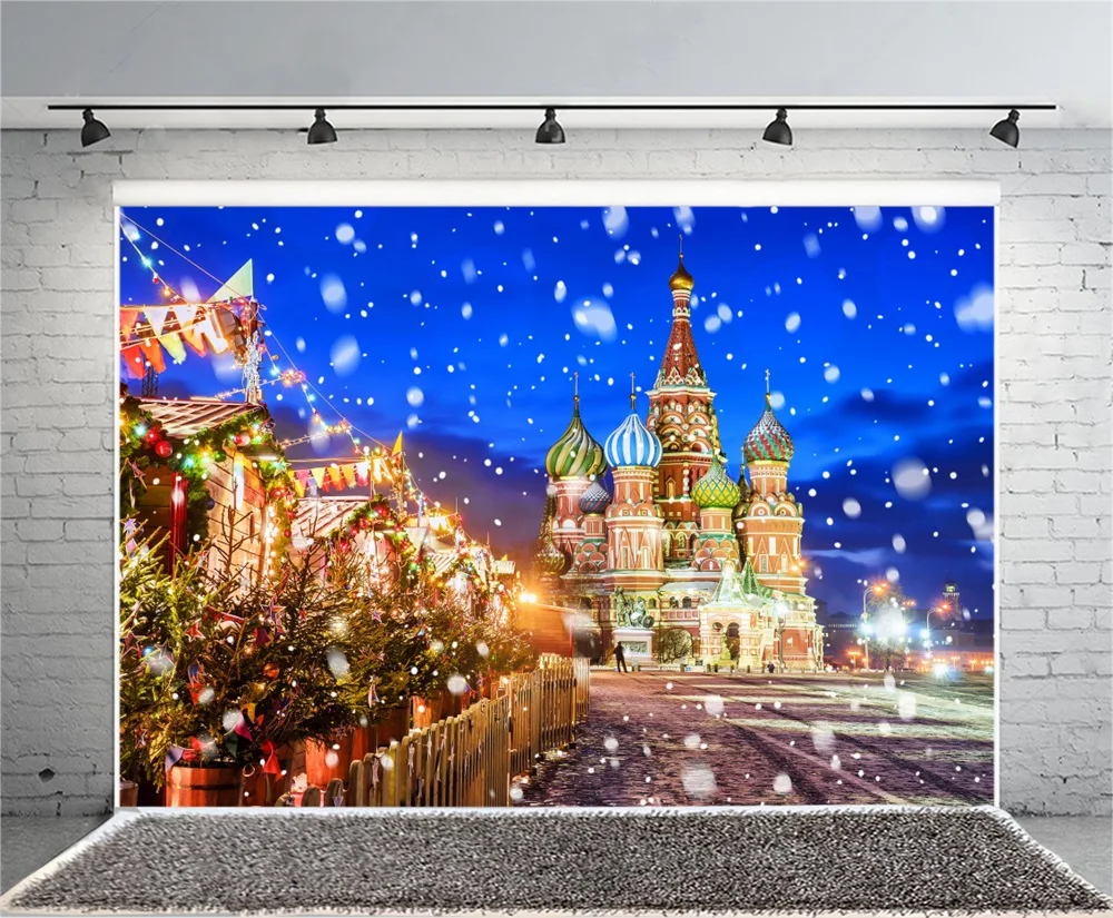 Laeacco Castle Dusk Light Bokeh Street Photography Backgrounds Customized Photographic Backdrops For Photo Studio