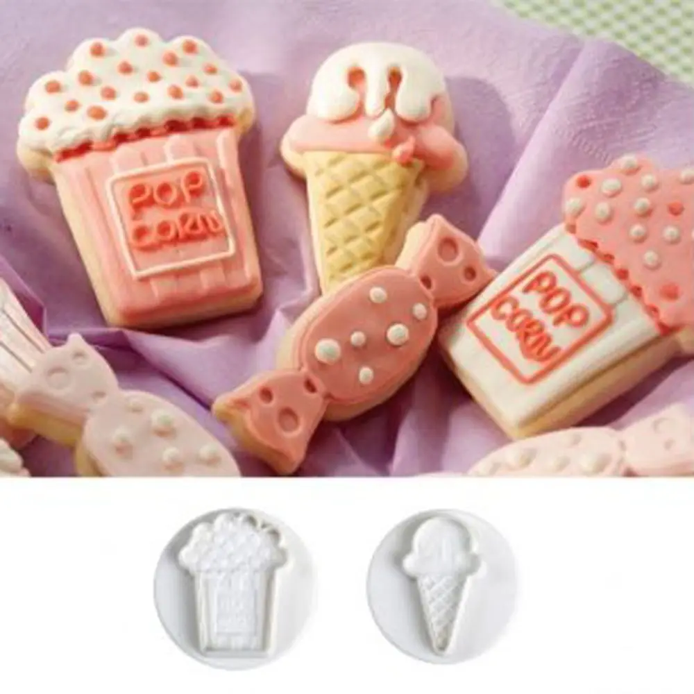 

4Pcs Candy Ice-cream Shape Cake/cookie/buscuit Cutter Fondant Cutter Cake Decorating Tools Plastic Fondant Mold