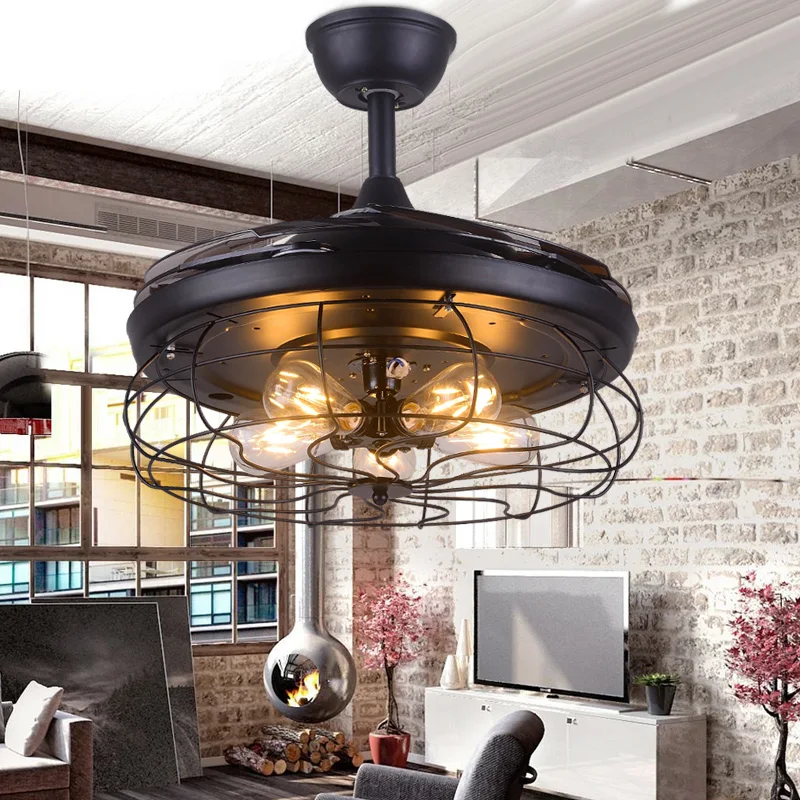 Us 123 25 15 Off 42 Inch Edison Light Bulb Village Folding Ceiling Fans With Lights Classical Loft Living Room Industrial Ceiling Light Fan Lamp In