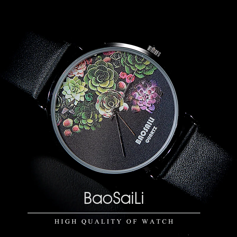 

BSL1011 BAOSAILI Floral Design Black Case Japan PC21 Movt Water Resistant Life Watch Women Relogio Feminino Watches Lady