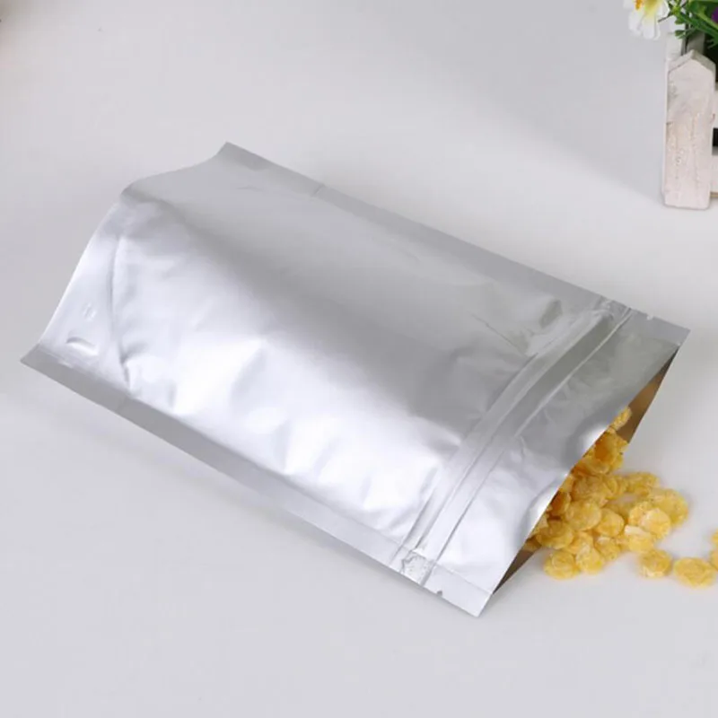 100 Pack, Stand Up Silver Aluminum Foil Zipper Bag Pouch for Long Term Food Storage and Collectibles Protection Zip Lock