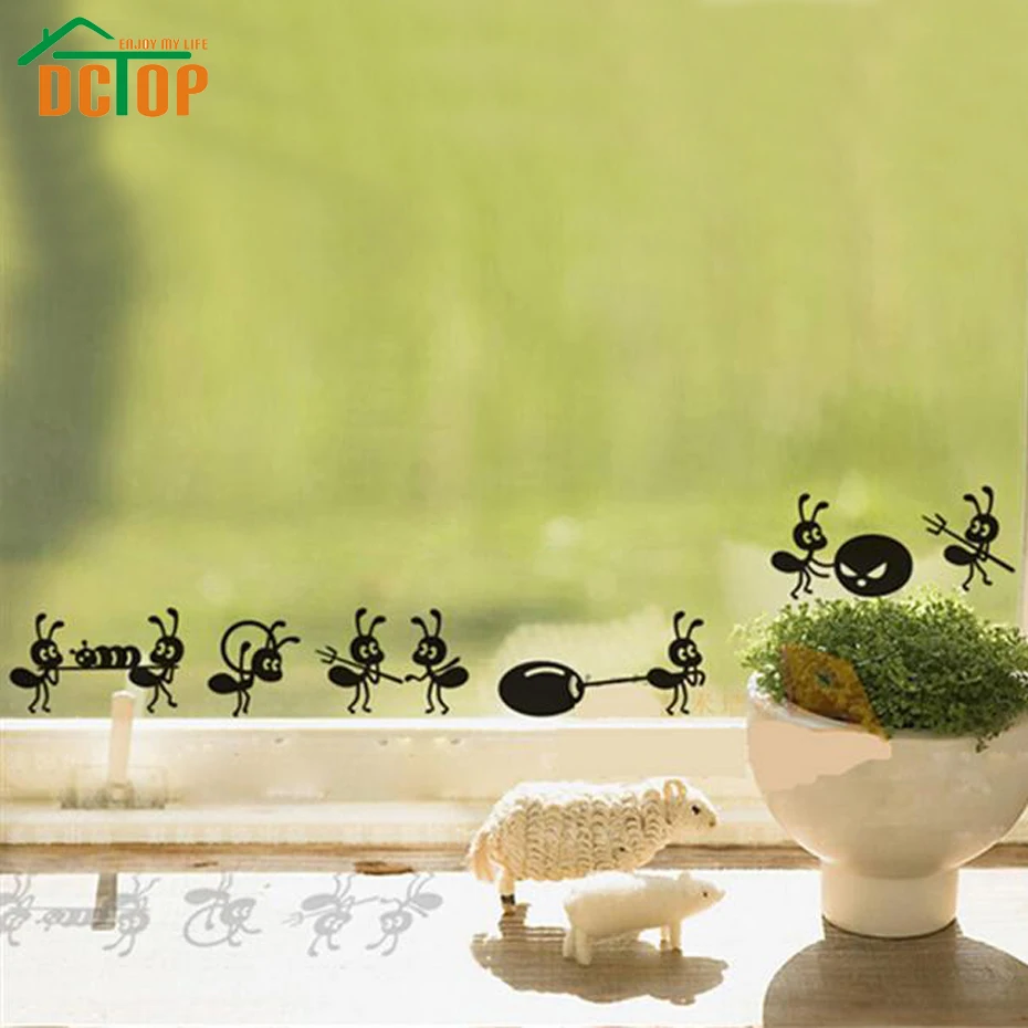 DCTOP 8 Ants Move House Creative Stickers Vinyl Wall Decals Kitchen Decoration Art Wall Stickers Home Decor Adhesive