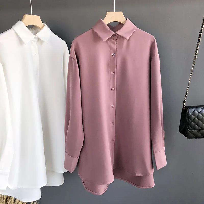 

Great Quality Autumn BF Style Women Loose Casual Blouses 2018 Fall Long Oversize Cotton Basic Shirts Femme Purple Street Tops