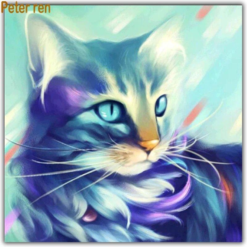 

Peter ren Diamond painting cross stitch Crafts artwork Full diamond embroidery Animal round\square diamond mosaic "Color kitten