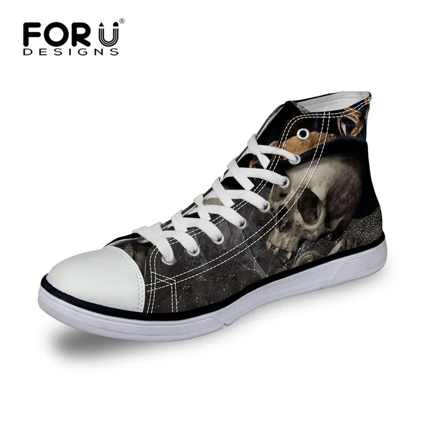 FORUDESIGNS/классическая мужская обувь в стиле панк-рок с высоким берцем из Вулканизированной Ткани Повседневная парусиновая Обувь На Шнуровке Для Мужчин, Студенческая обувь на плоской подошве - Цвет: C4181AK