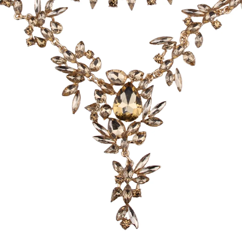 Женское колье чокер с кристаллами золотистого цвета цветами|pendants for women|collar