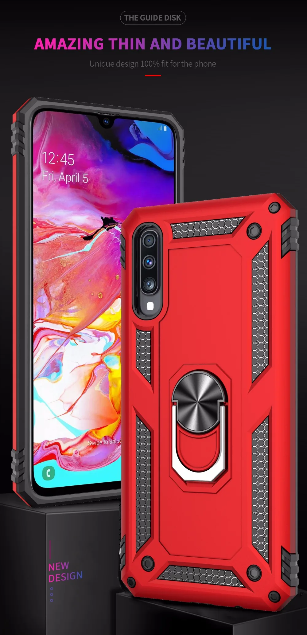 For Samsung Galaxy A50 case Holder StandArmor Hybrid Magnetic Bracket Finger Ring Cover For Samsung A10 A20 A30 A40 A50 A70 Case (17)