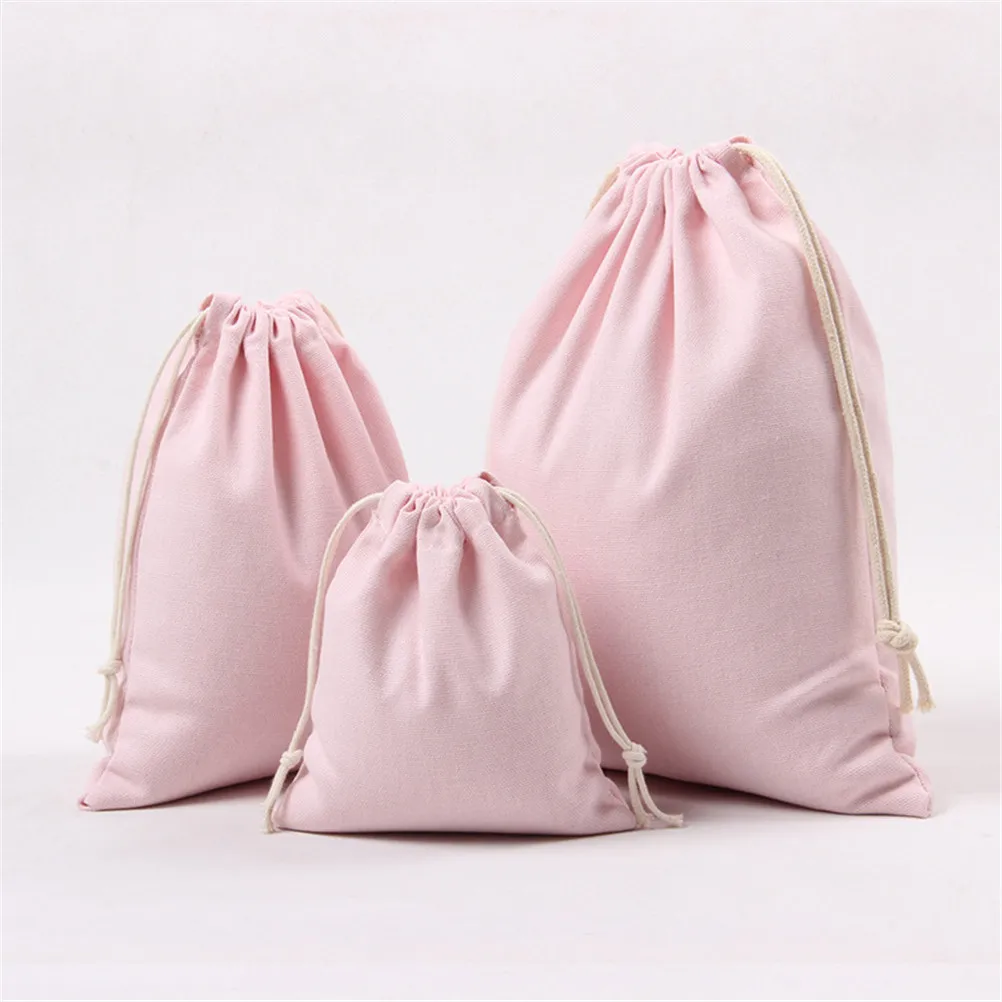 

3sizes Drawstring Bag Fresh Fabric Cotton linen Travel Drawstring Tote Bag Organizer Bag For Underwear Toy