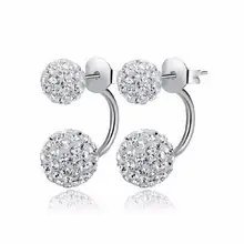 Earrings 2016 new double-sided media Disco Crystal Ball Shamballa Stud for women bottom is stainless steel top quality E300-E309