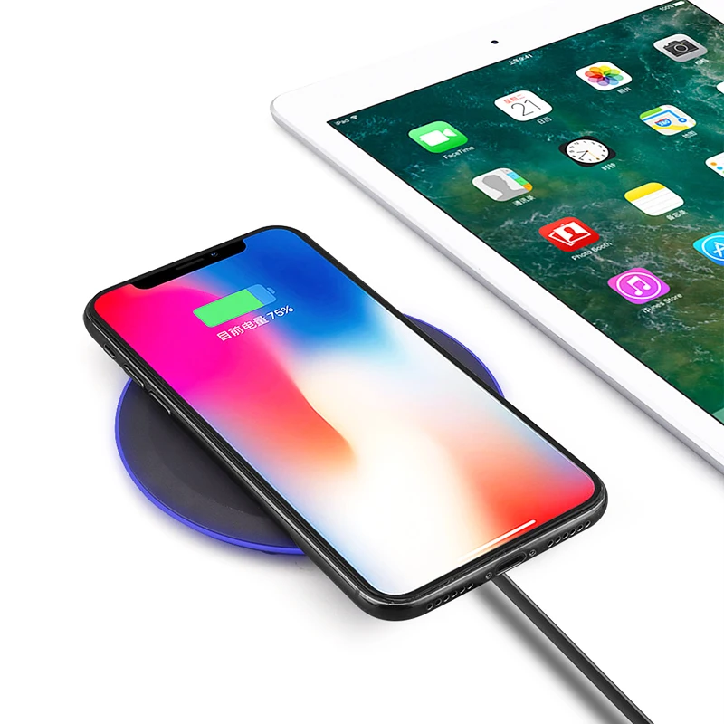 

Mini Qi Ultra-thin Round Mobile Phone Wireless Charger For iPhone X XS Safe Fast Charging Portable Charging For Samsung S10 Lite