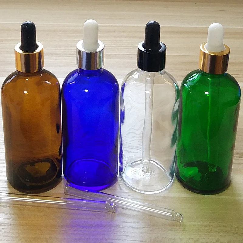 100ml Amber/Blue/Green/Clear Glass bottles with Glass dropper! If you