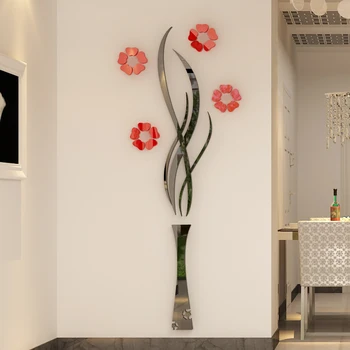 

Art Vase 3D Acrylic Wall Sticker DIY Wall Decor For Living Room,Bedroom,Kitchen,Porch Removable DIY Stickers Home Mural Decor
