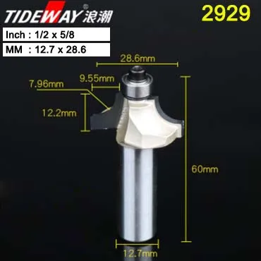 Tideway над фреза для отделки кромки бит 1/" 1/2" хвостовик фреза для дерева прямой конец насадка-триммер для промывания и подравнивания Бисероплетение бит - Длина режущей кромки: Zminzidao1.2X5.8