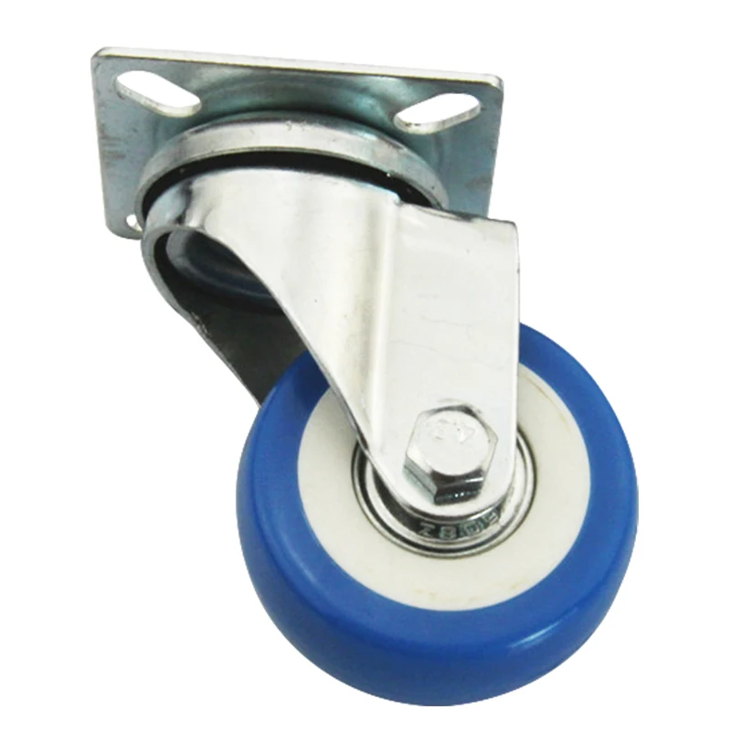 8 Pack 2 inch Caster Wheels Swivel Plate Casters on Blue Wheels