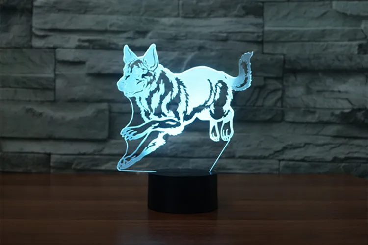 Пособия по немецкому языку Shepherd Бег собака 3D ночника голограмма 3d декор лампы Красочный стол огни подарок на день рождения для детей друзей