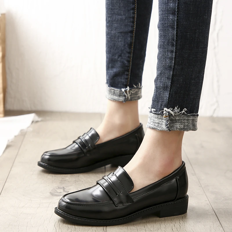 slip on leather loafers womens