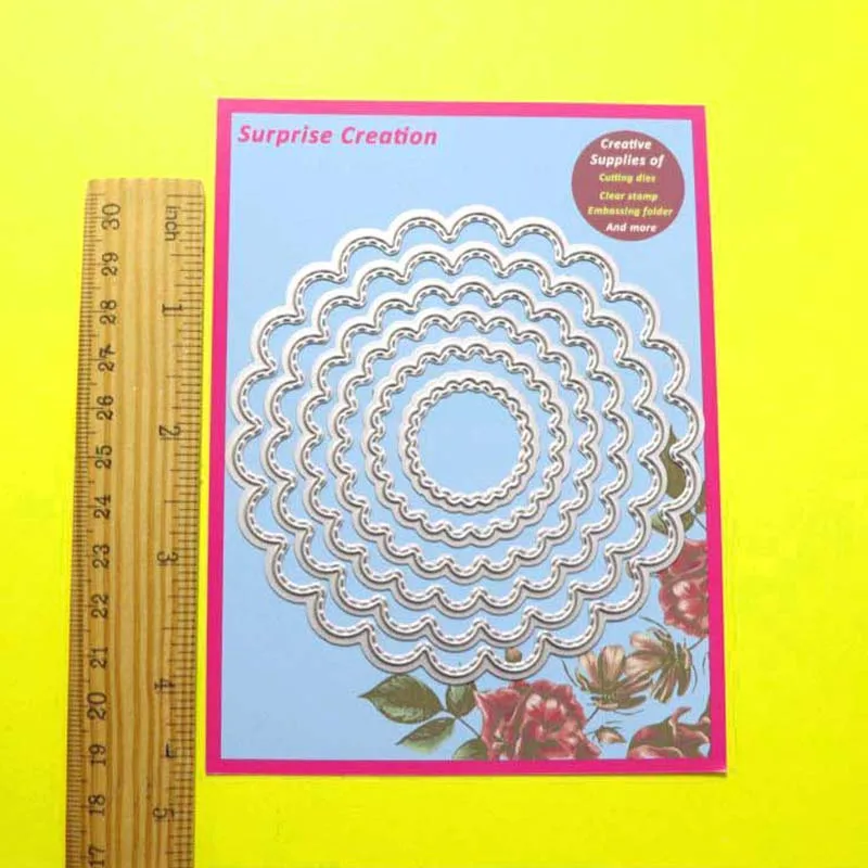 2-Set Cutting dies Circle& Oval with stitch Cardmaking& Scrapbooking DIY Craft stencil