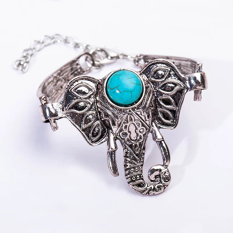 Браслет талисман серебряный с синими бусинами регулируемый|bracelet elephant|bangles womenmen