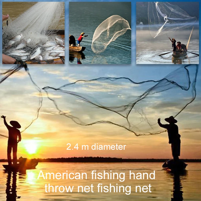 

Durable Multifilament Gill Net Fishing Gill Net Mesh Hole Net Portable Practical 2.4m White Folding Fishnet Fishing Boat