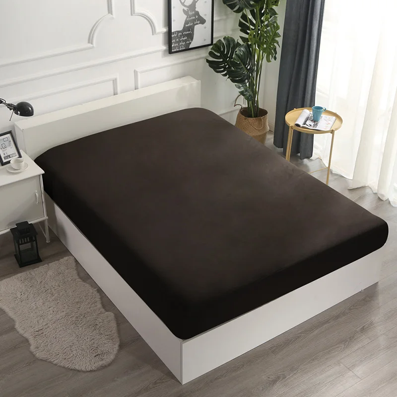 Kaufen 100% baumwolle Wasserdichte Matratze Schutz Abdeckung Schwarz Und Weiß Grau Einfache Abnehmbare Bett Tuch Ausgestattet Blätter Matratze Deckt