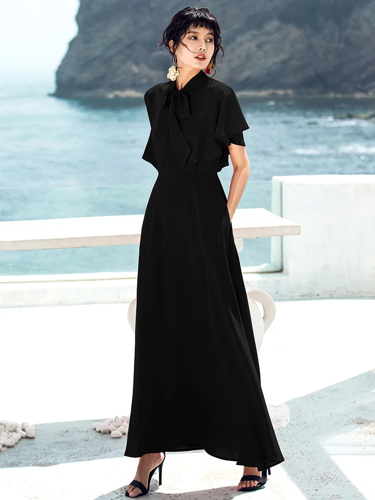 

Free Shipping 2017 New Arrival Female Patchwork Green Red Slim Pleated Maxi Dress Women Floor Length High Waist Dress Vestidos