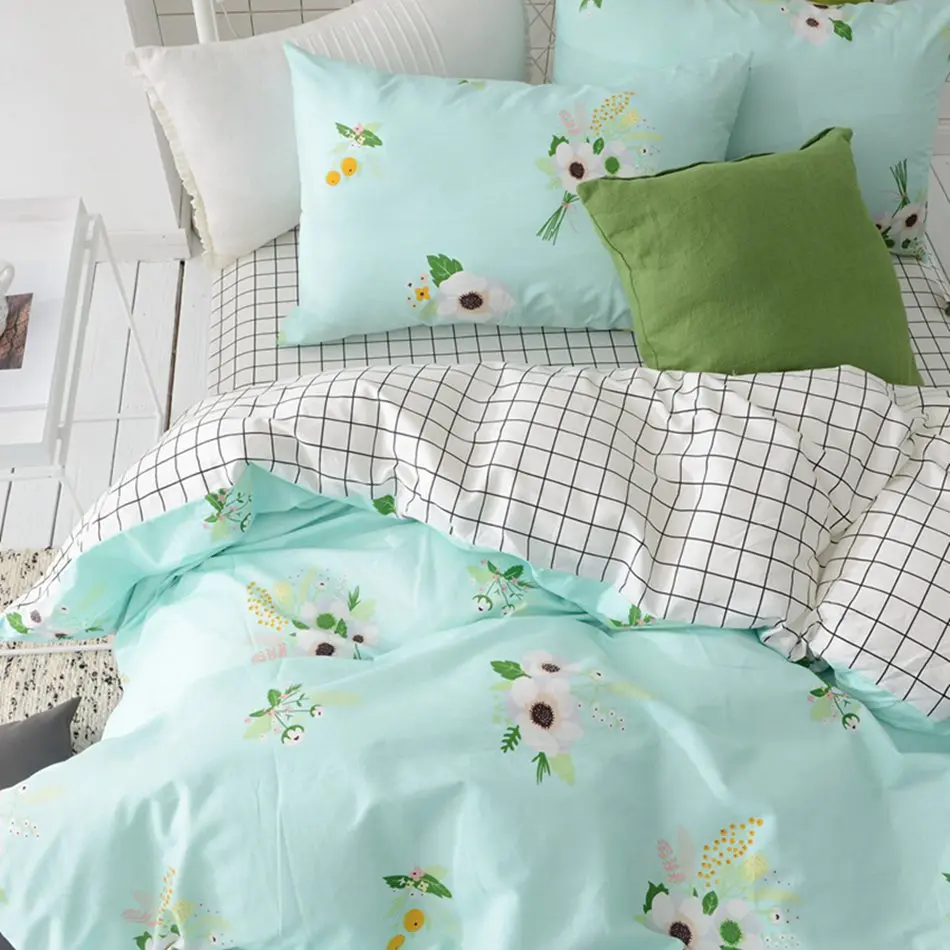 Blue Flower Duvet Cover Set Twin Queen Size Bedding Set 100 Egyptian