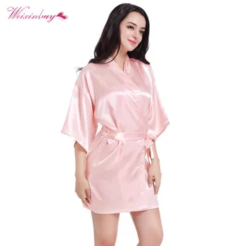 

Women Nightdress Sleepwear Milk Silk Wedding Bridesmaid Robes "Bridesmaid" Graphic Rhinestone on Back Half-sleeve Homewear